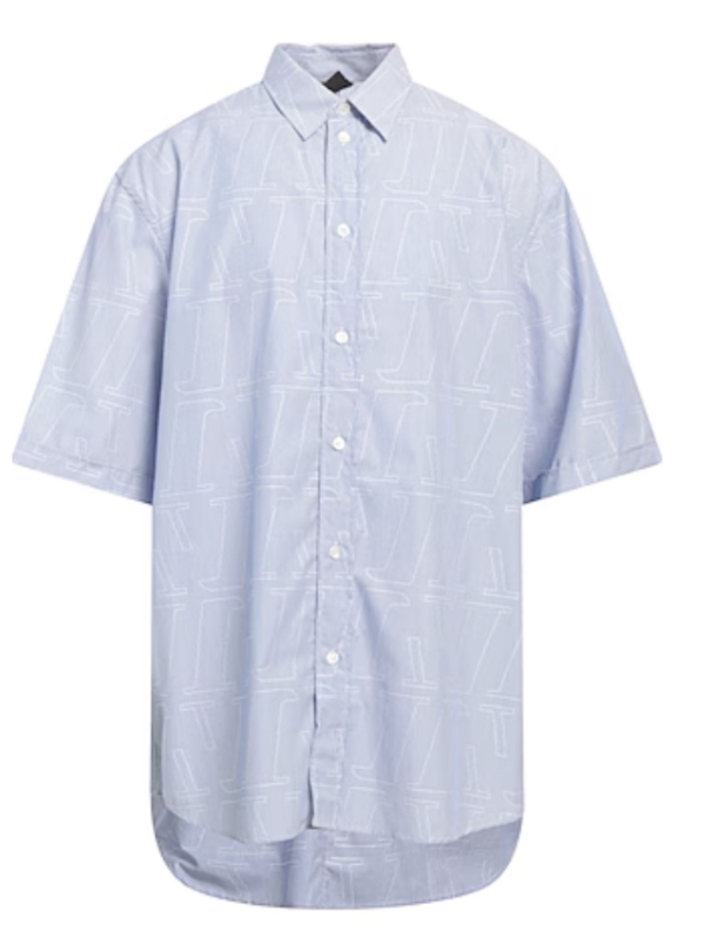 Emporio Armani Fancy Summer Oversize Cotton Shirt- Azure- Medium